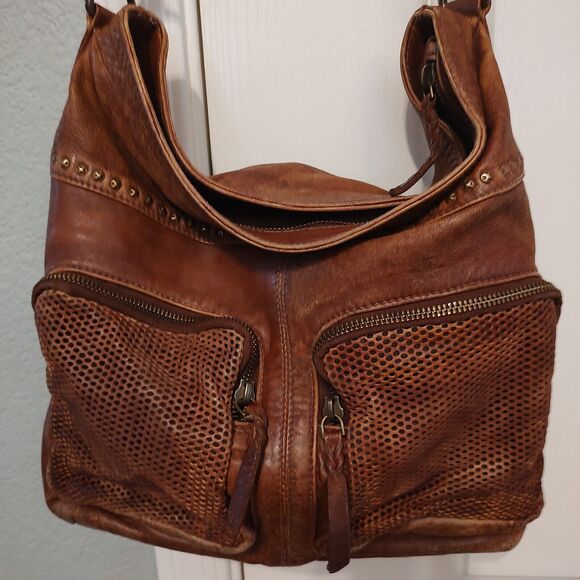 Bull And Hunt 0370 Heritage Distressed Brown Soft Leather Hobo Boho Shoulder Bag - Picture 4 of 16